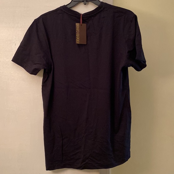 Roberto Cavalli Black Cotton Logo Unisex Tee New With Tags - Picture 4 of 11